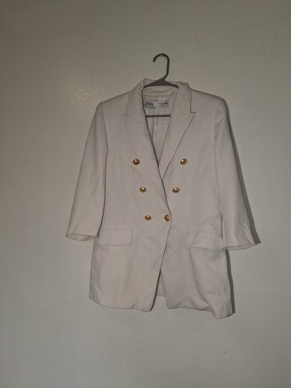 ZARA Cream Double-Breasted Blazer Jacket